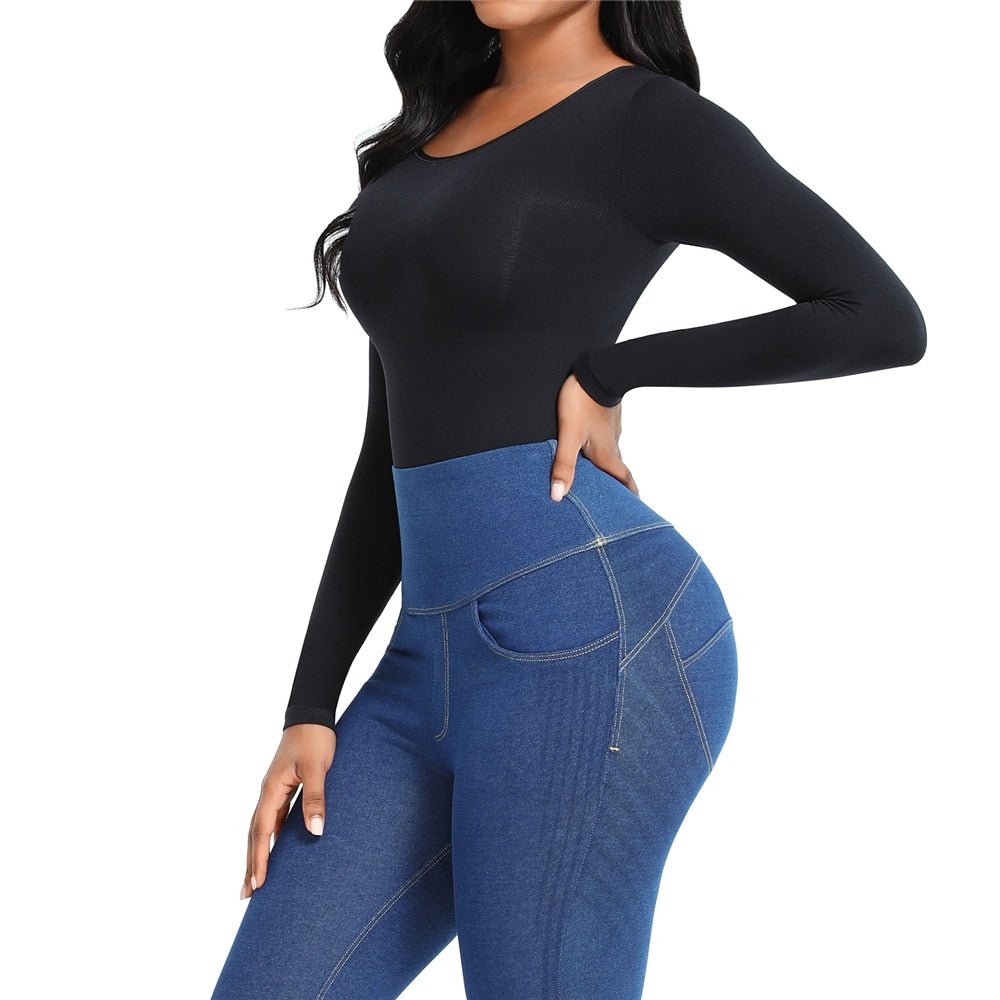 Long Sleeve Thong Bodysuit - Body Sculpt Shapewear